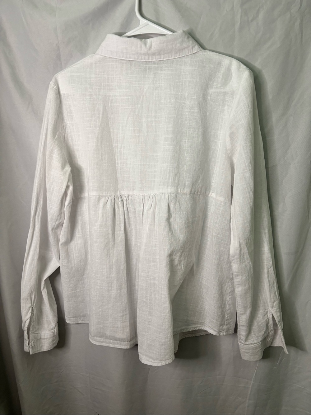 Lightweight White babydoll peplum  Button-Up Blouse linen blend